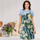 Blauwe en witte Floral Daisies Schort