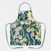 Blauwe en witte Floral Daisies Schort (Voorkant)