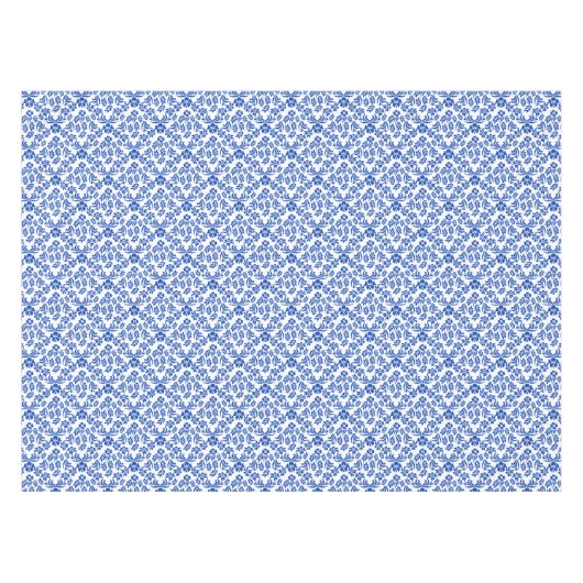 Blauwe en witte Floral Damask Table Cloth Tafelkleed (Voorkant (Horizontaal))