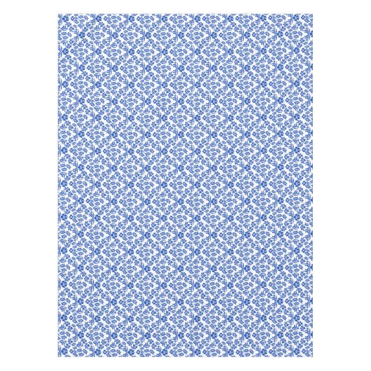 Blauwe en witte Floral Damask Table Cloth Tafelkleed (Voorkant)