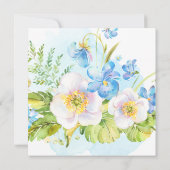 Blauwe en witte Floral Fantasy Wreath Wedding Kaart (Achterkant)