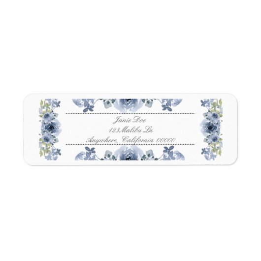 Blauwe en witte Floral het Adres Etiketten van de  (Voorkant)