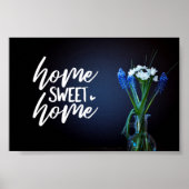 Blauwe en witte Floral Home Sweet Home Poster (Voorkant)