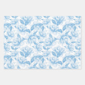 Blauwe en witte Floral Inpakpapier Vel (Voorkant 3)