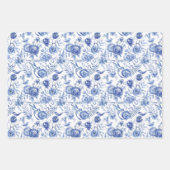 Blauwe en witte Floral Inpakpapier Vel (Voorkant)