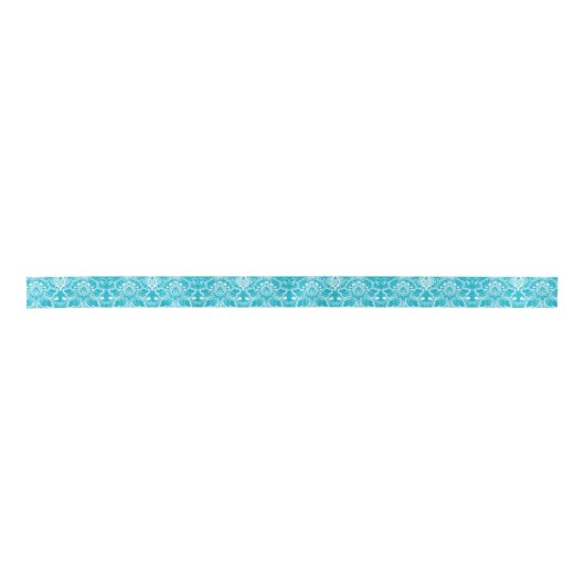Blauwe en witte Floral Lace Satijnen Lint (Voorkant)