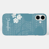 Blauwe en witte Floral minimalist, naam, meisje Case-Mate iPhone Case (Achterkant (horizontaal))