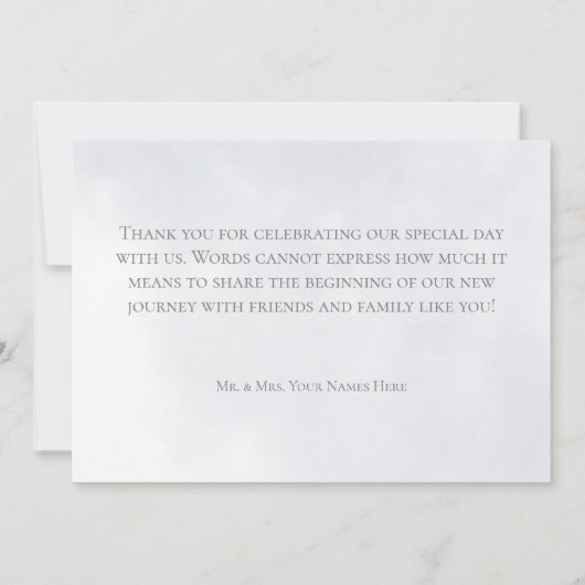 Blauwe en witte Floral Moderne bruiloft Hartelijk  Bedankkaart (Achterkant)