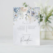 Blauwe en witte Floral Moderne Kaart van de Ontvan (Staand voorkant)