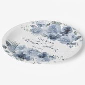 Blauwe en witte Floral Papieren Bordje (Gekanteld)
