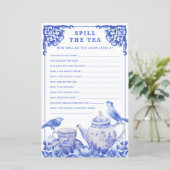 Blauwe en witte Floral Spoel het theepoetsspel (Staand voorkant)