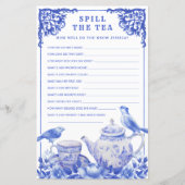 Blauwe en witte Floral Spoel het theepoetsspel (Voorkant)