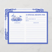 Blauwe en witte Floral Tea Set Recipe Kaart (Voorkant / Achterkant)