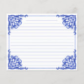 Blauwe en witte Floral Tea Set Recipe Kaart (Achterkant)