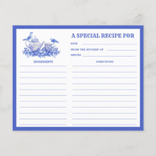 Blauwe en witte Floral Tea Set Recipe Kaart