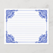 Blauwe en witte Floral Tea Set Recipe Kaart (Achterkant)