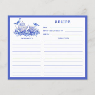 Blauwe en witte Floral Tea Set Recipe Kaart