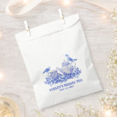 Blauwe en witte Floral Thea Pot met vogels Bedankzakje (Geknipt)