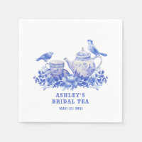 Blauwe en witte Floral Thea Pot met vogels