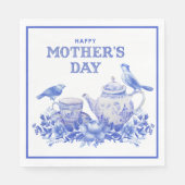 Blauwe en witte Floral Thea Pot | MOEDERDAG Servet (Voorkant)