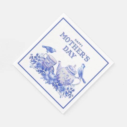 Blauwe en witte Floral Thea Pot | MOEDERDAG Servet (Hoek)