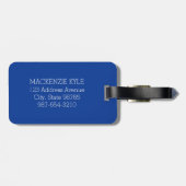 Blauwe en witte Floral Waterverf Parisian Monogram Bagagelabel (Achterkant horizontaal)