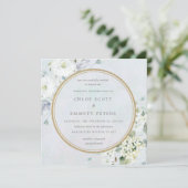 Blauwe en witte Floral Waterverf Wedding Kaart (Staand voorkant)