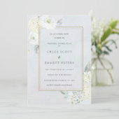 Blauwe en witte Floral Waterverf Wedding Kaart (Staand voorkant)