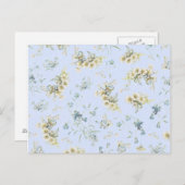 Blauwe en witte  florale afdruk briefkaart (Voorkant / Achterkant)