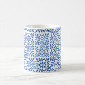 Blauwe en witte  florale bloeding koffiemok (Center)