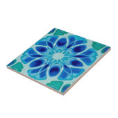 blauwe en witte florale patroontegels tegeltje (Zijkant)