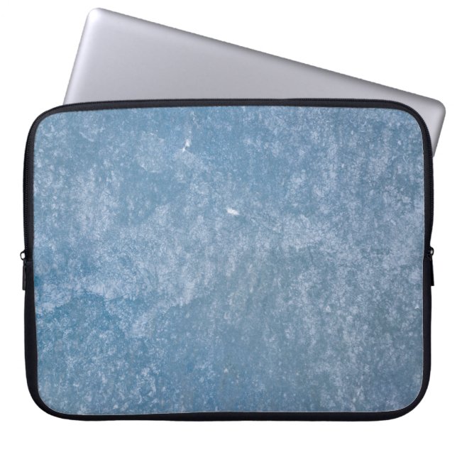 Blauwe en witte florale textiel laptop sleeve (Voorkant)