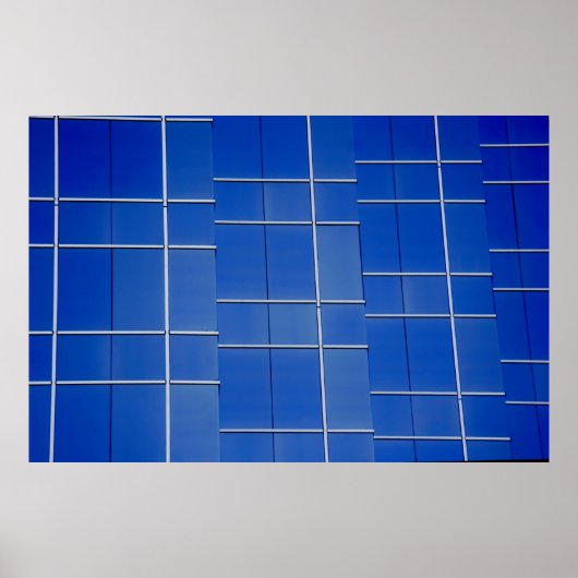 Blauwe en witte florale textiel poster (Voorkant)