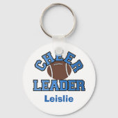 Blauwe en witte Football Cheerleader Sleutelhanger (Voorkant)