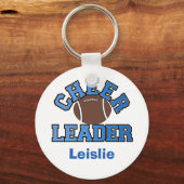 Blauwe en witte Football Cheerleader Sleutelhanger (Voorkant)