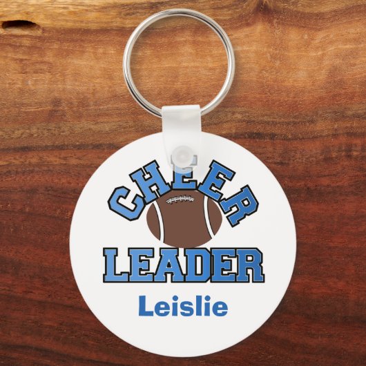 Blauwe en witte Football Cheerleader Sleutelhanger (Voorkant)