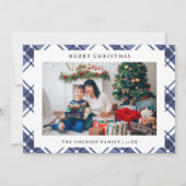 Blauwe en Witte Foto Kerstkaart (Voorkant)