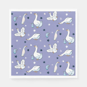 Blauwe en witte gans en Baby gans patroon Servet