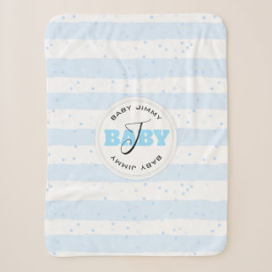 Blauwe en witte gegrammeerde Baby Stripes Sherpa Deken