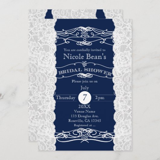 Blauwe en witte gelaatsuitnodigingen kaart (Voorkant / Achterkant)