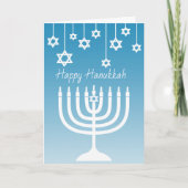 Blauwe en Witte Gelukkige Chanoeka Menorah Kaart (Voorkant)