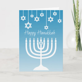Blauwe en Witte Gelukkige Chanoeka Menorah Kaart