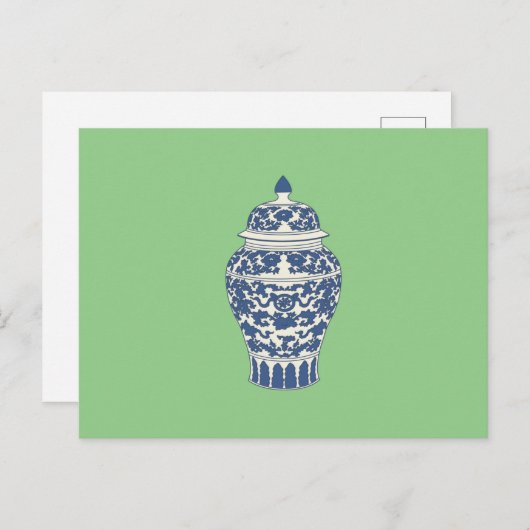 Blauwe en witte gember jar briefkaart (Voorkant / Achterkant)