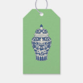 Blauwe en witte gember jar cadeaulabel (Voorkant)