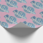 Blauwe en witte gember jar cadeaupapier (Hoek)