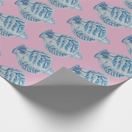 Blauwe en witte gember jar cadeaupapier (Hoek)