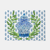 Blauwe en witte gember jar deurmat (Voorkant)