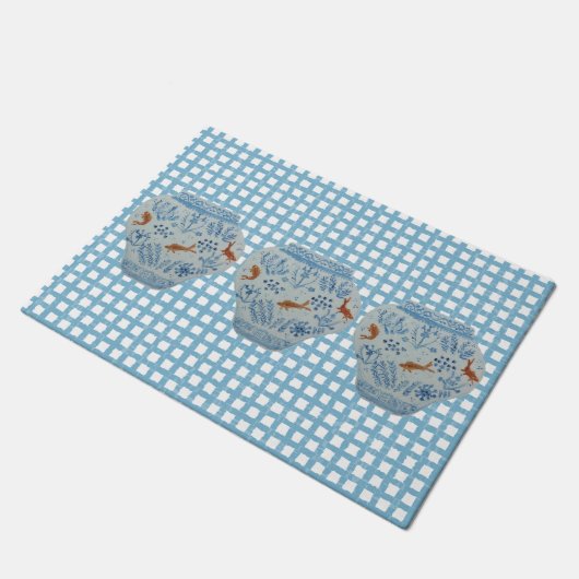 Blauwe en witte gember jar Doormat Rug Deurmat (Schuin)