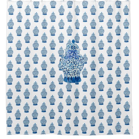 Blauwe en witte gember jar douchegordijn (Voorkant)
