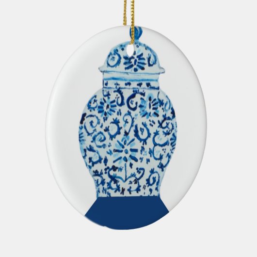 Blauwe en witte gember jar keramisch ornament (Rechts)